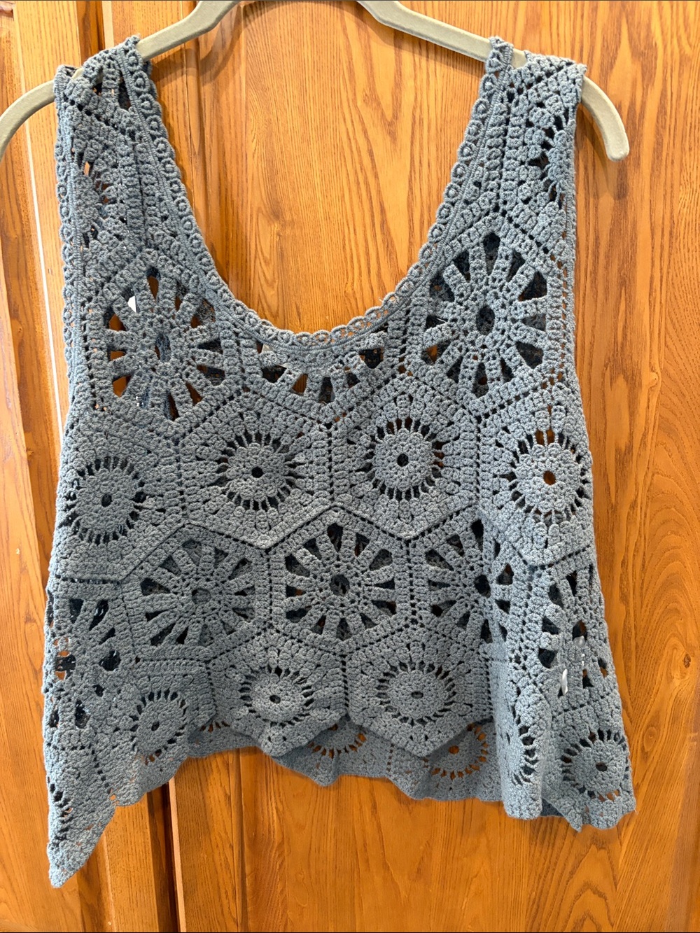 NWOT ADORA Hand-Crocheted Tank Top in Gray one size